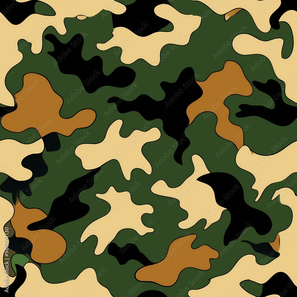 Classic green and brown camouflage seamless pattern for fabric and decor Classic green and brown camouflage seamless pattern for fabric and decor