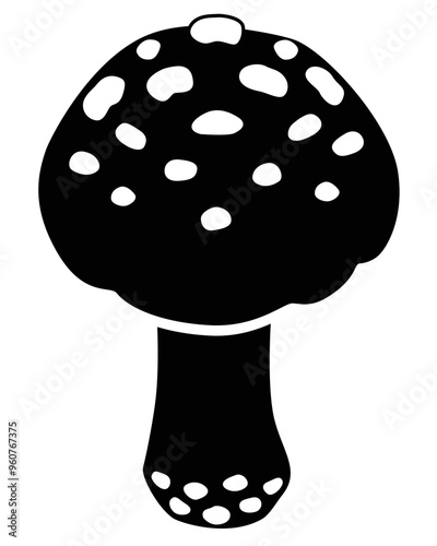 Fly agaric, small poisonous mushroom - vector silhouette picture for logo or pictogram. Fly agaric - poisonous spotted mushroom for icon or sign	