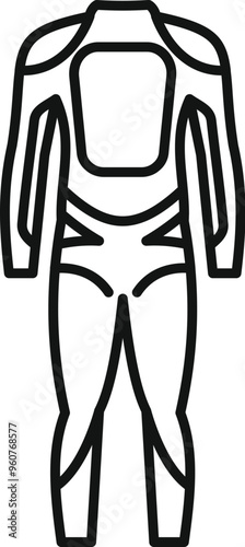 Simple outline icon of a professional diving suit with reinforced elements for deep sea exploration