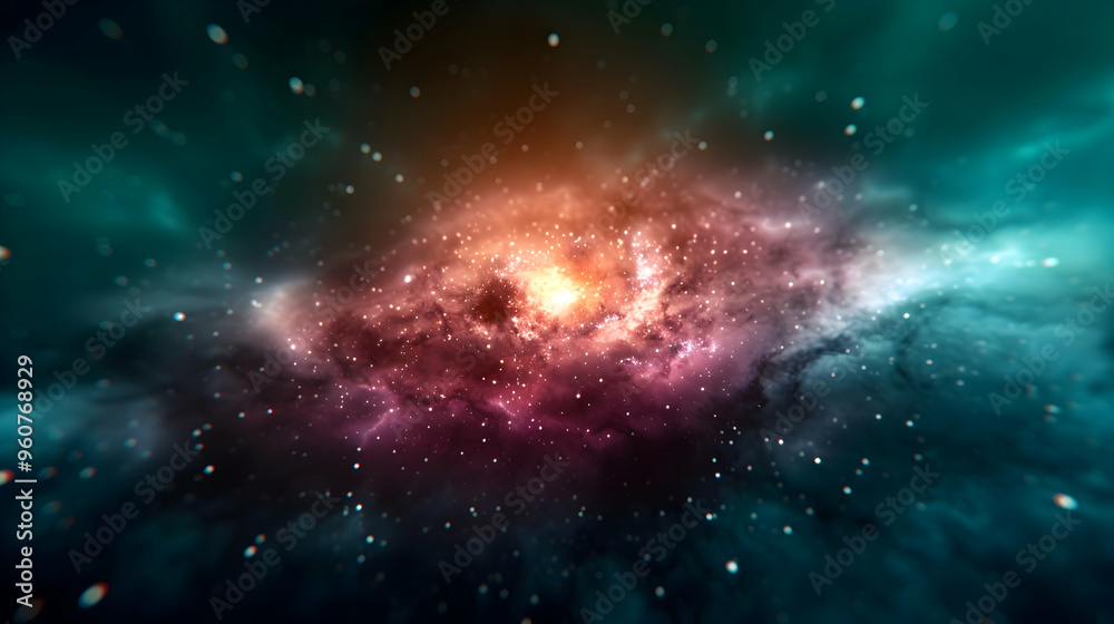 Fototapeta premium Green Nebula Space Background
