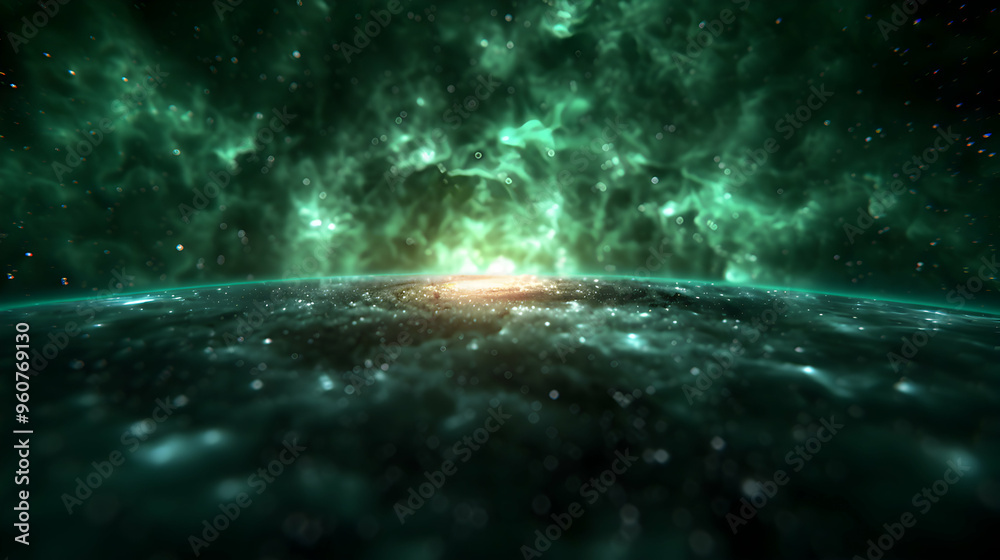 Fototapeta premium Green Nebula Space Background