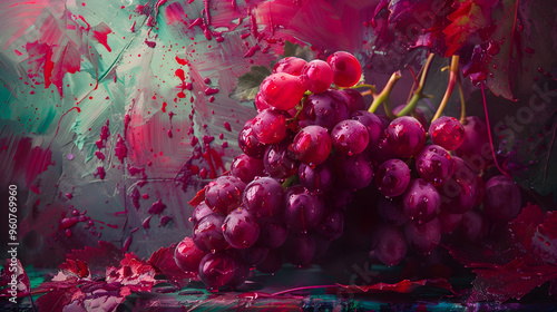 Fresh ripe grapes. Creative fruit concept of healthy food or fruit juice rich in vitamins and antioxidant resveratrol.s composition.  Enjoy a glass of wine made from freshly picked grapes. photo