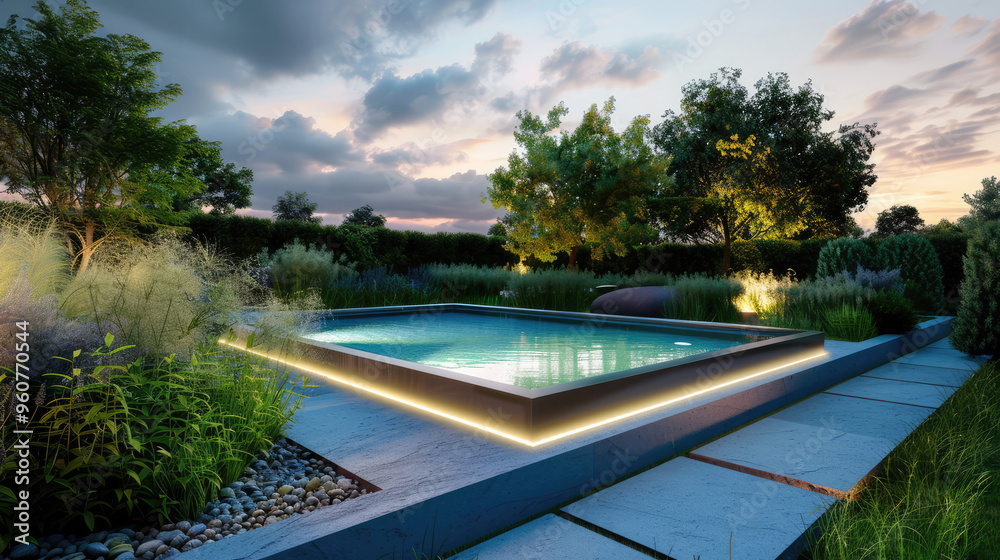 BIG POOL IN THE BACKYARD GARDEN OF THE VILLA 