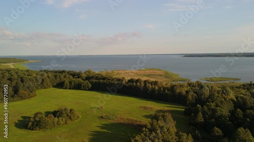 Aerial view of Sniardwy lake in Poland, Europe. Land of a thousand lakes. Masuria lakes photo