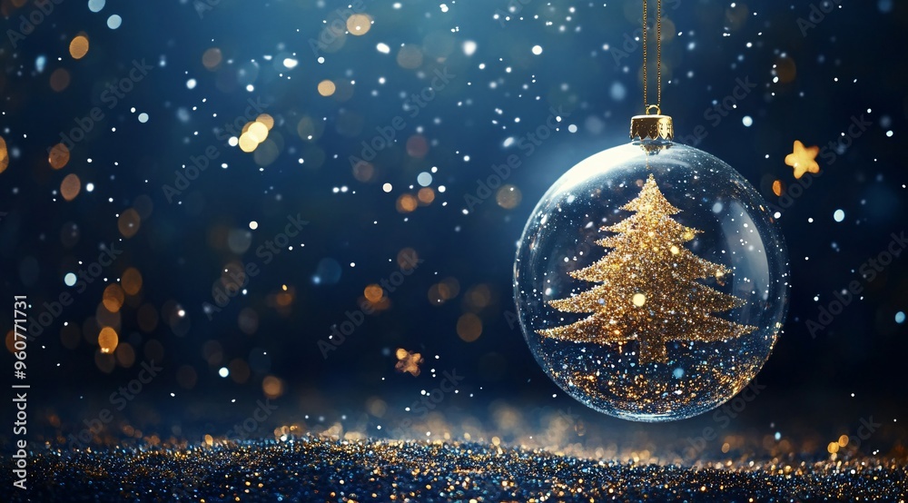 Enchanted Christmas Tree in Snow Globe Ornament with Sparkling Lights Enchanted Christmas Tree in Snow Globe Ornament with Sparkling Lights