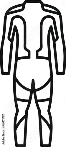 Protective costume for virtual reality gaming back view icon outline vector, for web design and isolated on white background