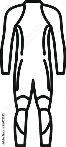 Diving suit icon in outline style representing diving equipment used for underwater exploration and swimming