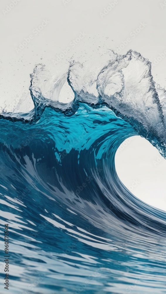 A large wave in the ocean with a blue color A large wave in the ocean with a blue color