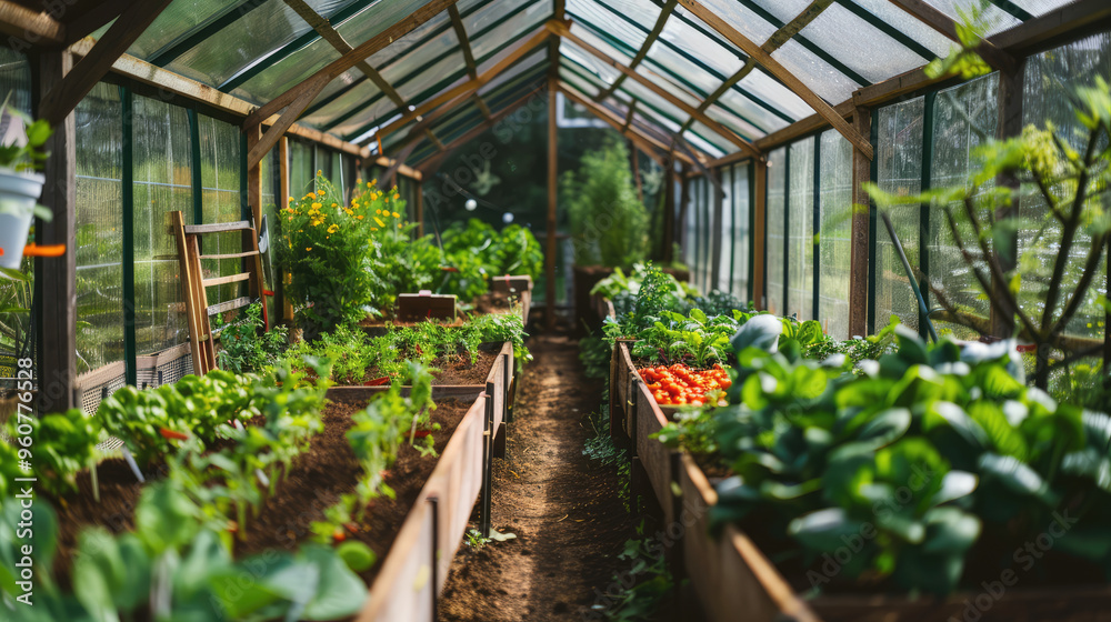 greenhouse with plants and foggy watering automatic system greenhouse with plants and foggy watering automatic system