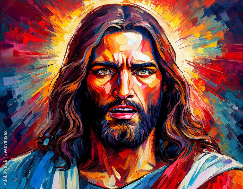 Portrait of Jesus Having Angry Expression Portrait of Jesus Having Angry Expression