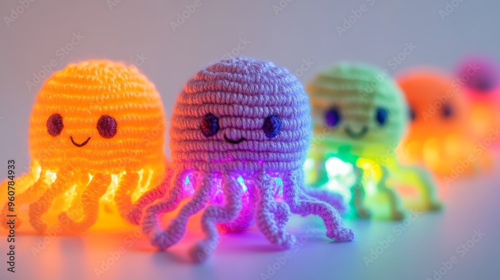 Amigurumi comb jelly with rainbow lights Amigurumi comb jelly with rainbow lights