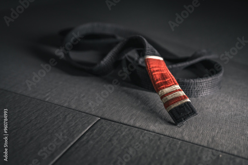 Foto bjj brazilian jiu jitsu black belt on the tatami mat