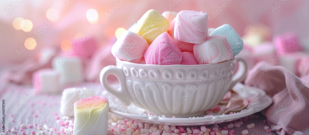 Colorful Sweet Marshmallow In A White Ware Colorful Sweet Marshmallow In A White Ware