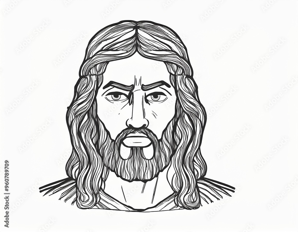 Portrait of Jesus Having Angry Expression