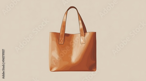 A brown leather tote bag with top handles. photo