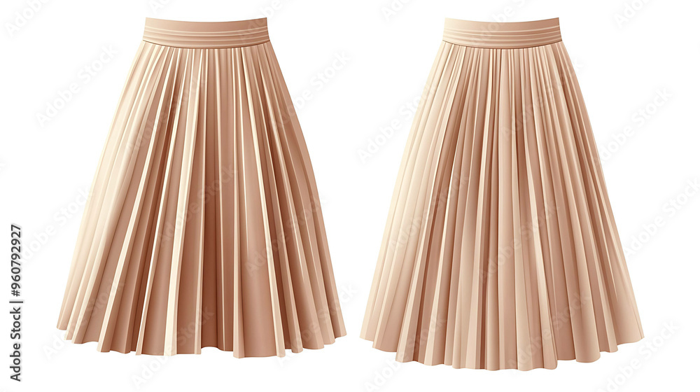 Beige pleated skirt isolated on white background. Beige pleated skirt isolated on white background.
