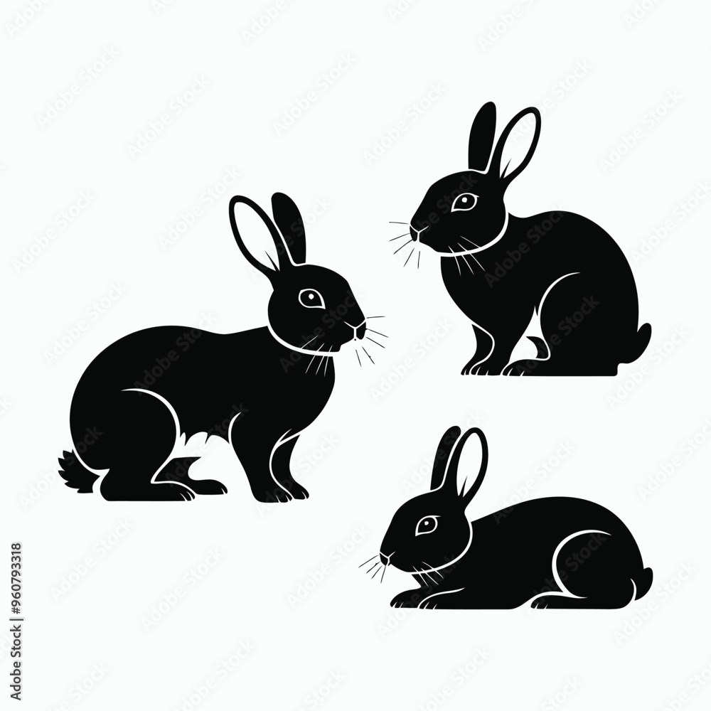Obraz premium Rabbit Silhouette Vector Set Animals Illustration Template