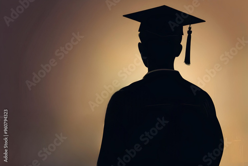 silhouette of graduated student with a copy space , graduation ceremony and degree programme promotion background