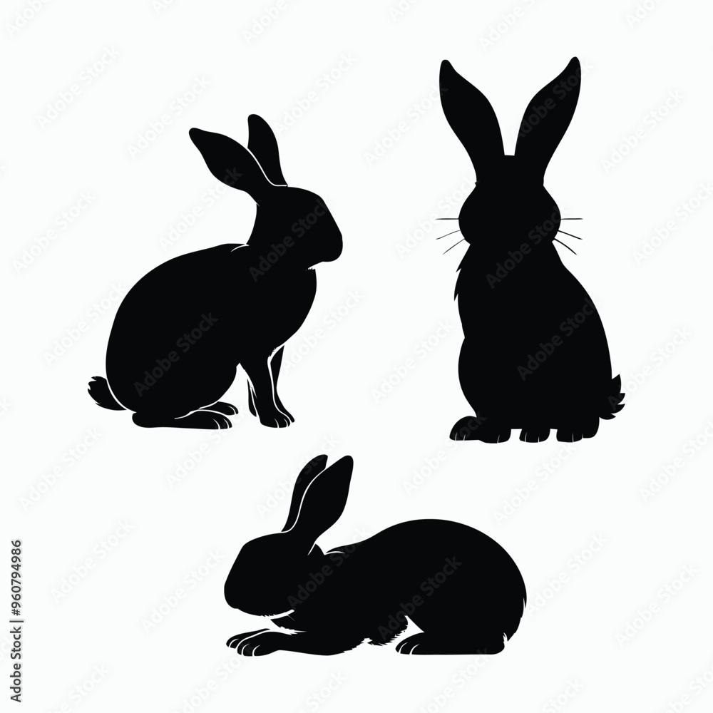 Fototapeta premium Rabbit Silhouette Vector Set Animals Illustration Template