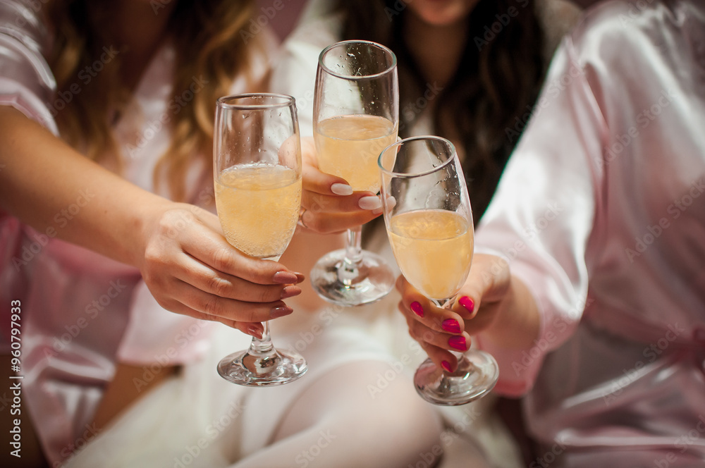 Elegant Celebration Toast with Champagne Flutes in a Joyful Gathering Elegant Celebration Toast with Champagne Flutes in a Joyful Gathering