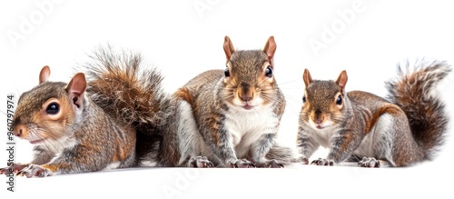 Cute little Ground Squirrel playing on white background