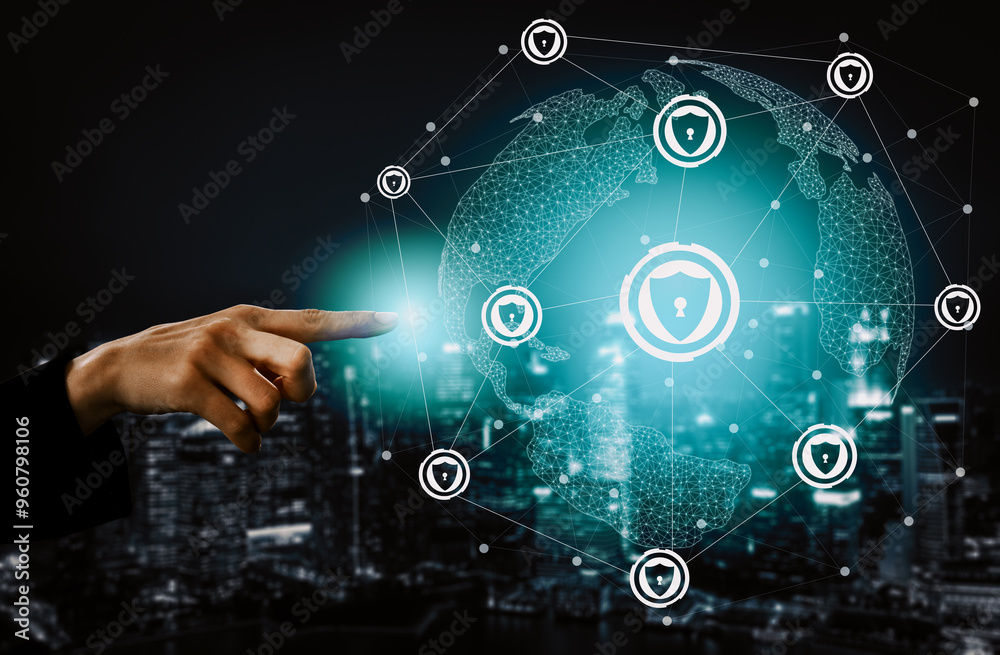 Cyber Security and Digital Data Protection Concept. Icon interface showing secure firewall technology for online data access defense against hacker, virus and insecure information for privacy. uds Cyber Security and Digital Data Protection Concept. Icon interface showing secure firewall technology for online data access defense against hacker, virus and insecure information for privacy. uds