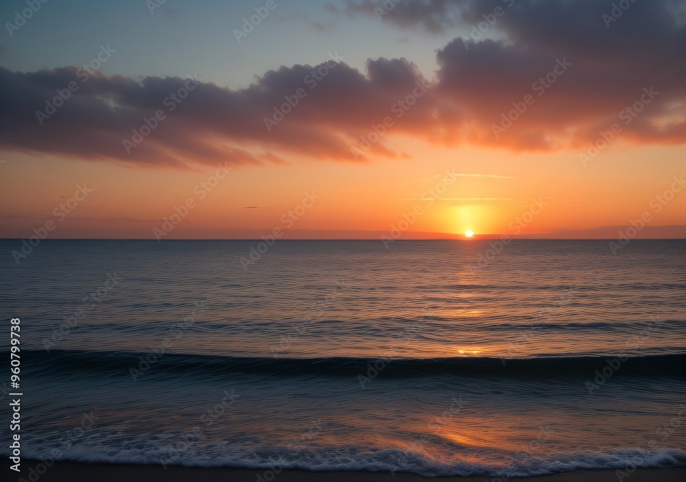 Obraz premium Sunset Over Calm Ocean Waves