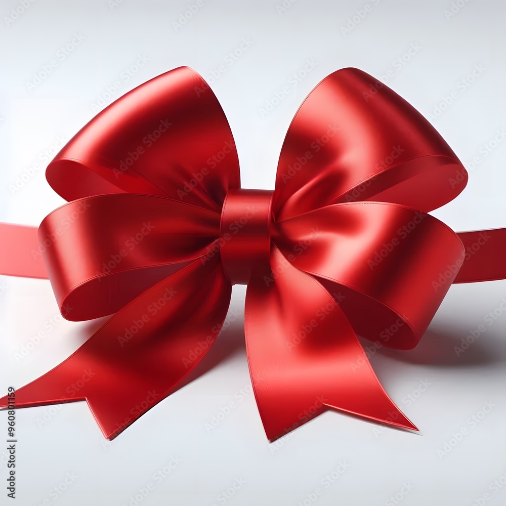 red ribbon and bow, isolated on a white background, christmas