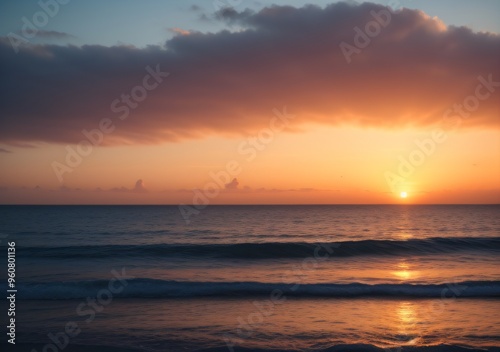 Sunset Over Calm Ocean Waves