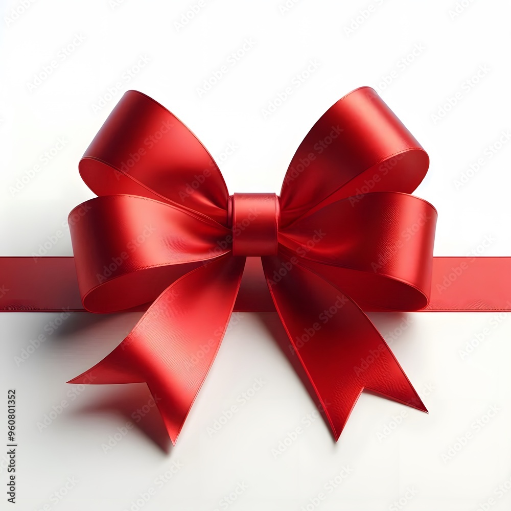 red ribbon and bow, isolated on a white background, christmas