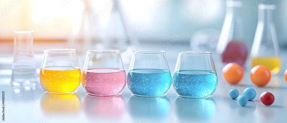 Closeup of petri dishes with bioengineered organisms in a biotechnology research lab., Closeup of petri dishes with bioengineered organisms in a biotechnology research lab.,