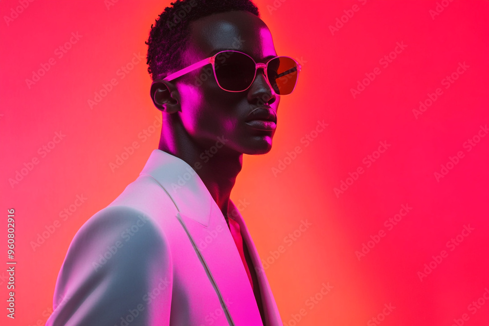 Men Wearing White Suit with Solid Neon Pink Background Fashion Lifestyle Portrait, Modern and Stylish Men Wearing White Suit with Solid Neon Pink Background Fashion Lifestyle Portrait, Modern and Stylish