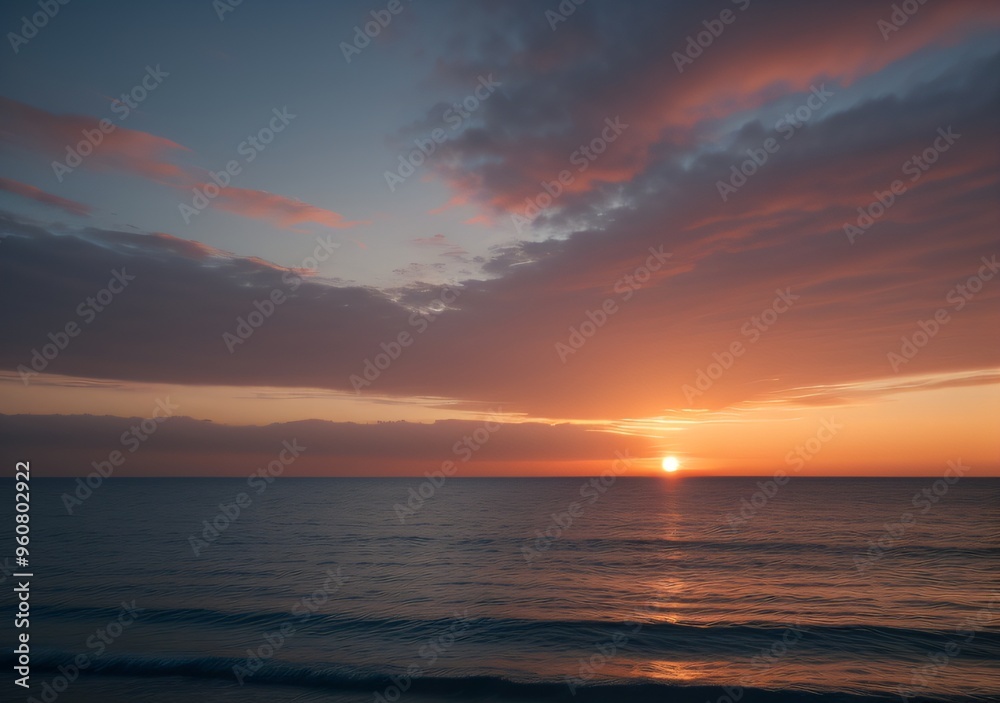 Obraz premium Sunset Over Calm Ocean Waves