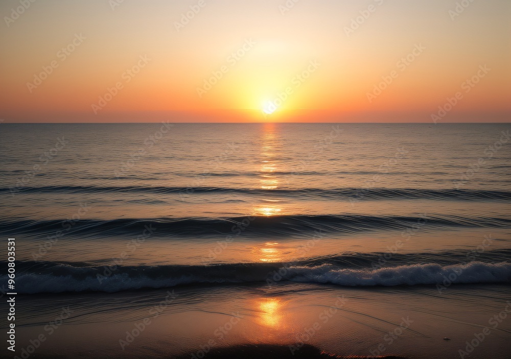 Sunset Over Calm Ocean Waves Sunset Over Calm Ocean Waves