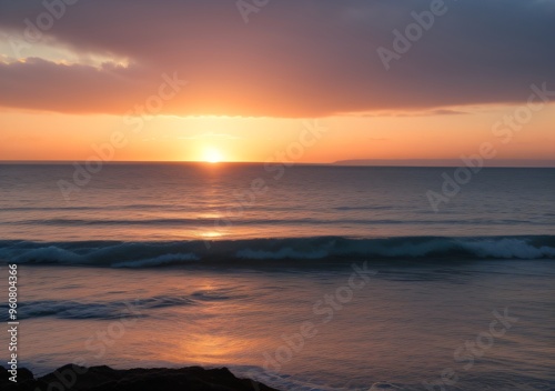 Sunset Over Calm Ocean Waves
