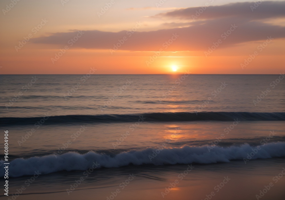 Obraz premium Sunset Over Calm Ocean Waves