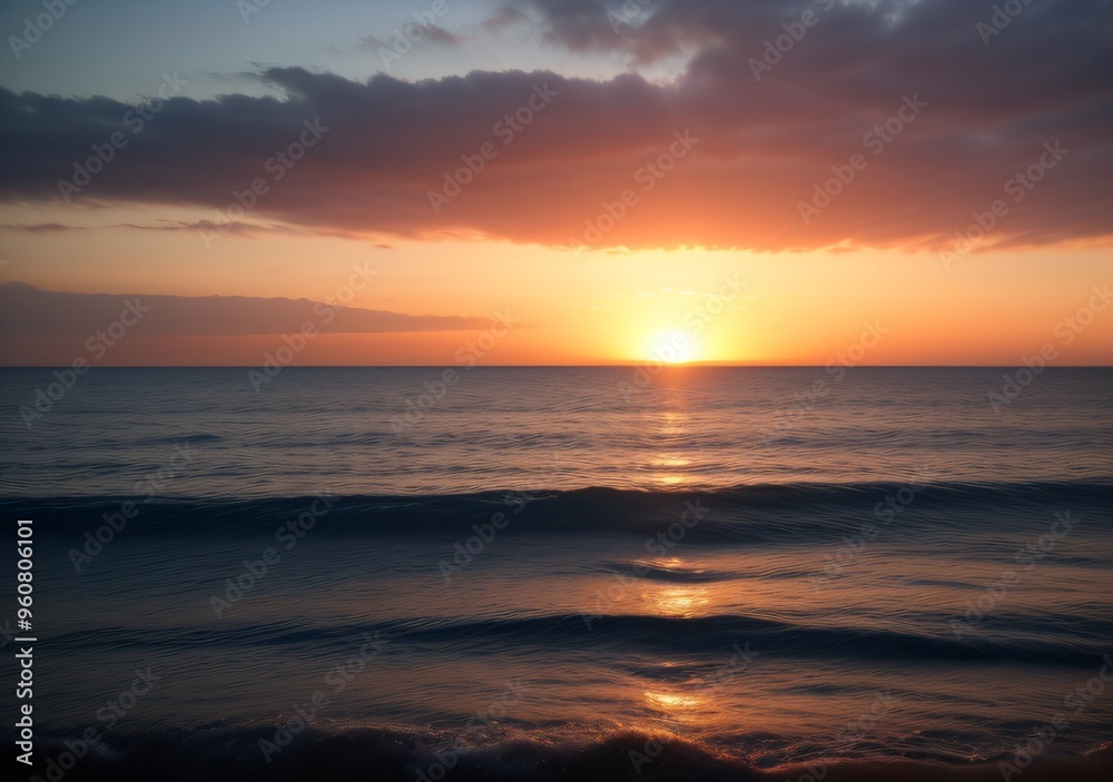 Sunset Over Calm Ocean Waves Sunset Over Calm Ocean Waves