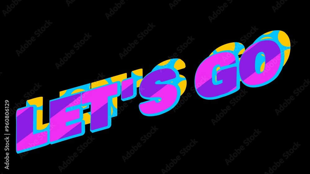 Abstract retro pattern phrase LETS GO typography animation