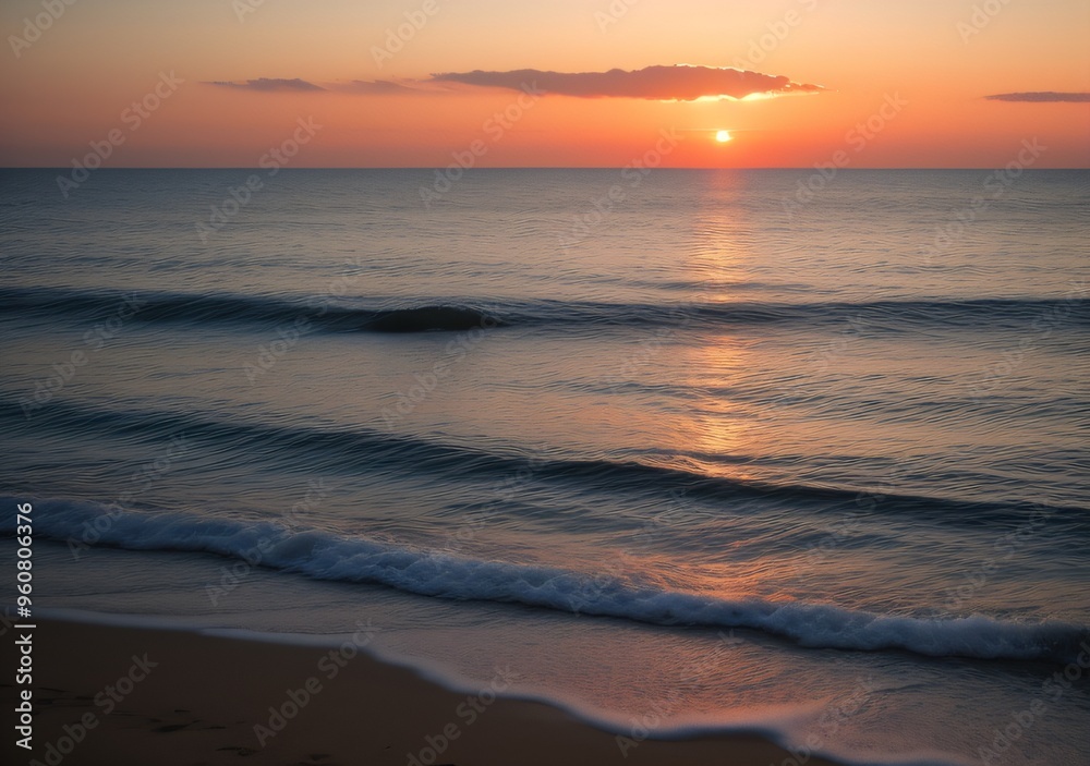 Sunset Over Calm Ocean Waves Sunset Over Calm Ocean Waves