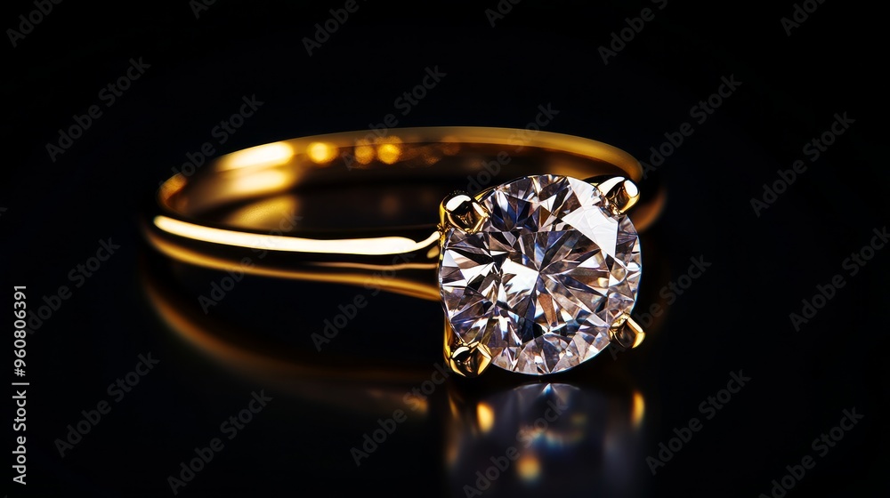 design of an isolated gold diamond ring. a priceless gem set apart on black design of an isolated gold diamond ring. a priceless gem set apart on black