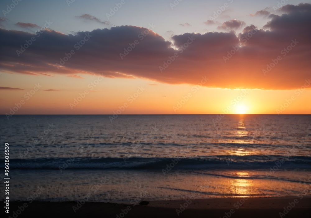 Fototapeta premium Sunset Over Calm Ocean Waves