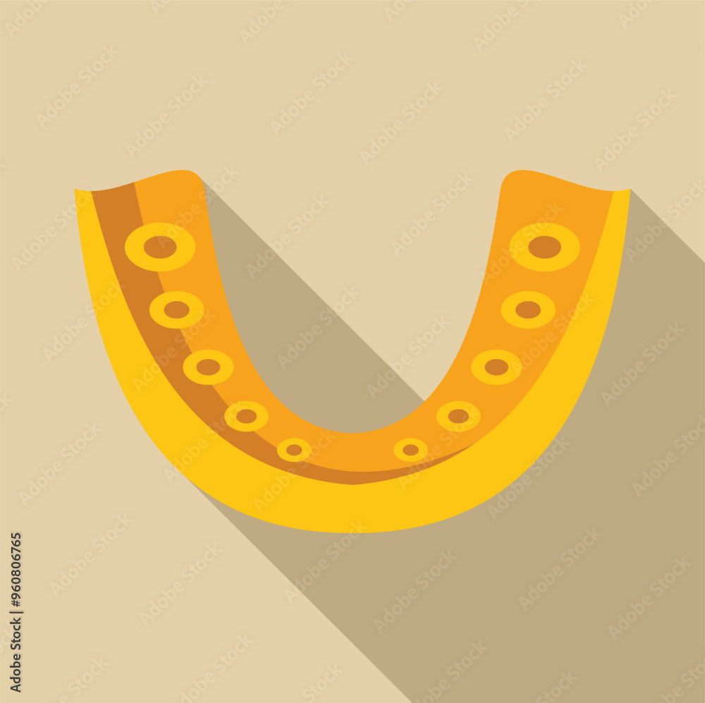 Golden horseshoe hanging on a wall, bringing good luck and fortune Golden horseshoe hanging on a wall, bringing good luck and fortune
