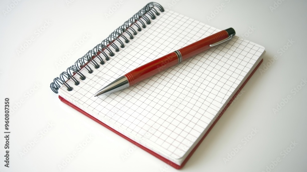 notebook and pen on the white table clean give space on the center , flat lay notebook and pen on the white table clean give space on the center , flat lay