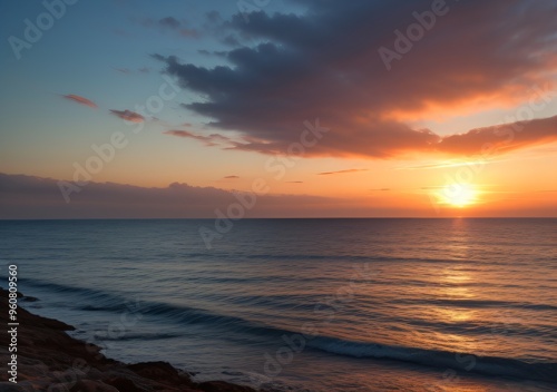 Sunset Over Calm Ocean Waves