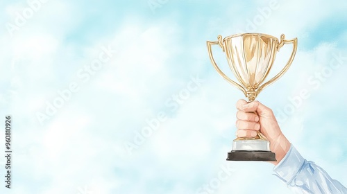 A closeup of a hand holding a trophy, symbolizing the recognition of excellence and the accomplishment of high aspirations