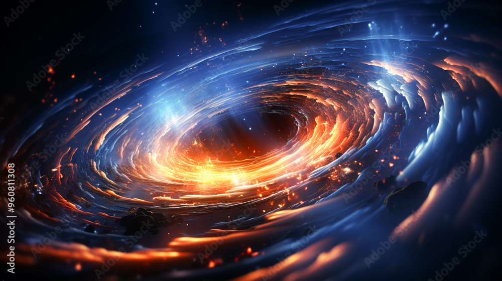A spiral with a blue circle A spiral with a blue circle
