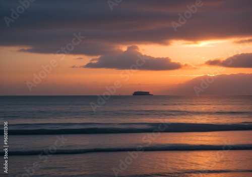 Sunset Over Calm Ocean Waves