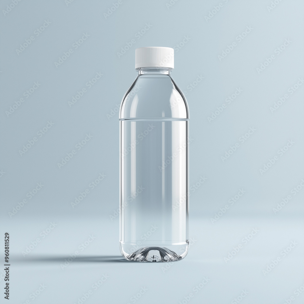 Clear Bottle Blank Mockup Light Blue Background Isolated Unbranded No Brand Product Design 