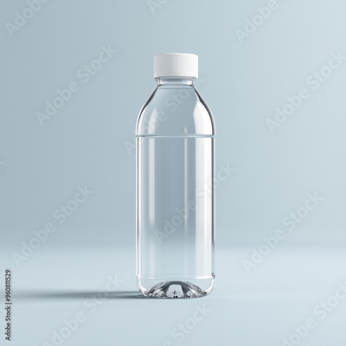 Clear Bottle Blank Mockup Light Blue Background Isolated Unbranded No Brand Product Design 