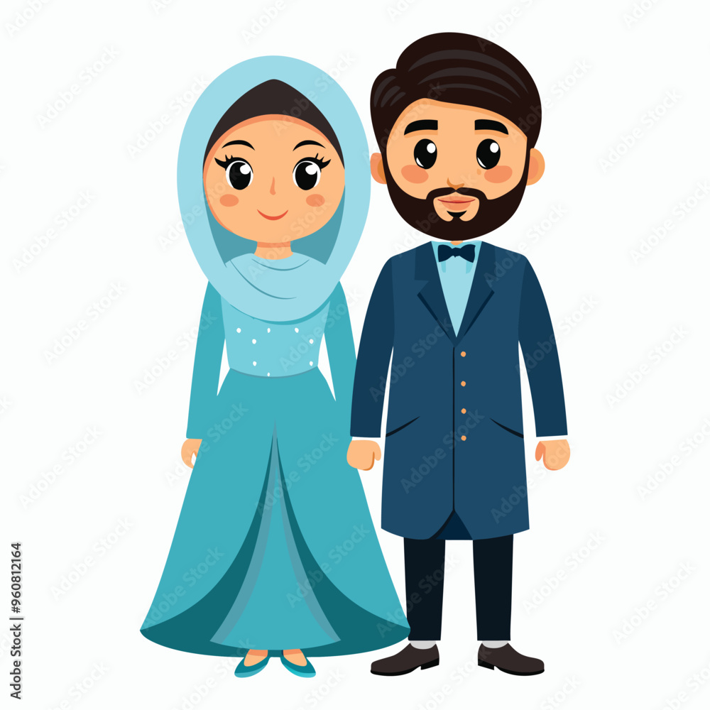 a cute pakistani couple in traditional illustration a cute pakistani couple in traditional illustration
